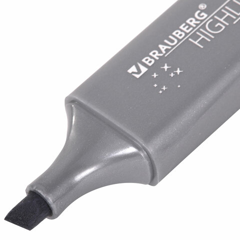 Текстовыделитель перламутровый СЕРЕБРЯНЫЙ BRAUBERG ORIGINAL PEARL, линия письма 1-5 мм