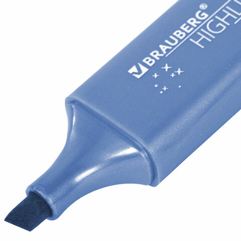 Текстовыделитель перламутровый СИНИЙ BRAUBERG ORIGINAL PEARL, линия письма 1-5 мм