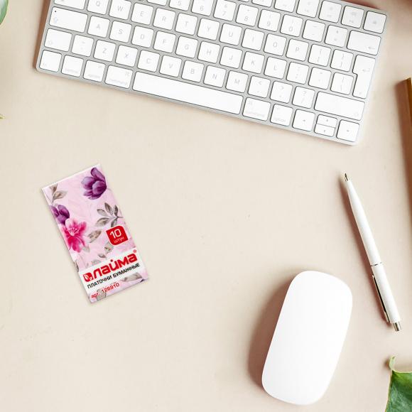 Платки носовые 3-х слойные 10 шт. LAIMA/ЛАЙМА, 20*20см