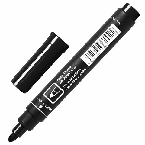 Маркер перманентный CENTROPEN 8566, ЧЕРНЫЙ, круглый наконечник, 2,5 мм