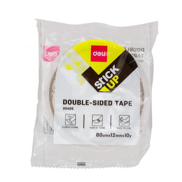 Клейкая лента (скотч) двусторонний 12мм*9 м, 80мкм Deli