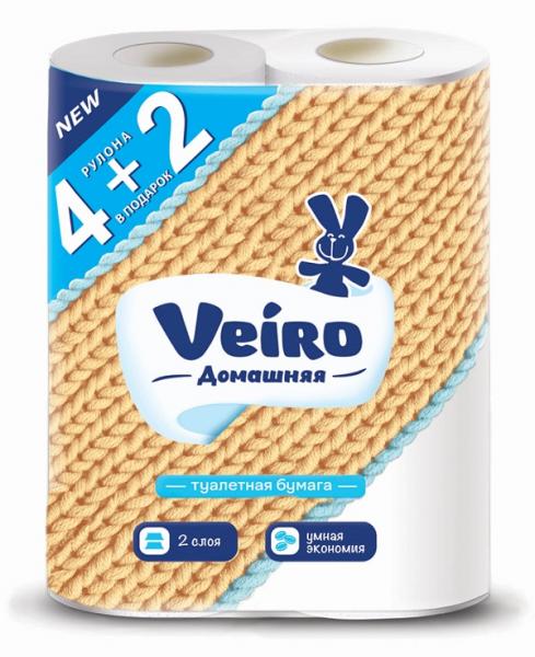 Туалетная бумага Veiro Домашняя (Вейро) двухслойная, 6 рулонов
