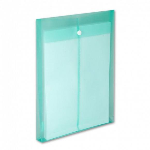 Конверт на кнопке А4 Бюрократ вертикальный с расширением, полупрозрачный,  0,18мм