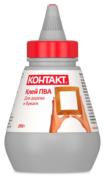 Клей ПВА Контакт для дерева и бумаги, 250г флакон, 1шт