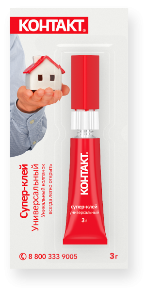 Супер-клей Контакт универсальный 3 грамма, 1шт