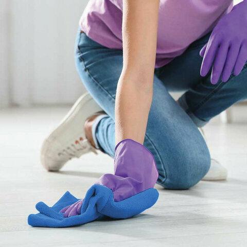 Тряпка для мытья пола, ПЛОТНАЯ микрофибра, 70х80 см, синяя, ЛЮБАША "ПЛЮС"