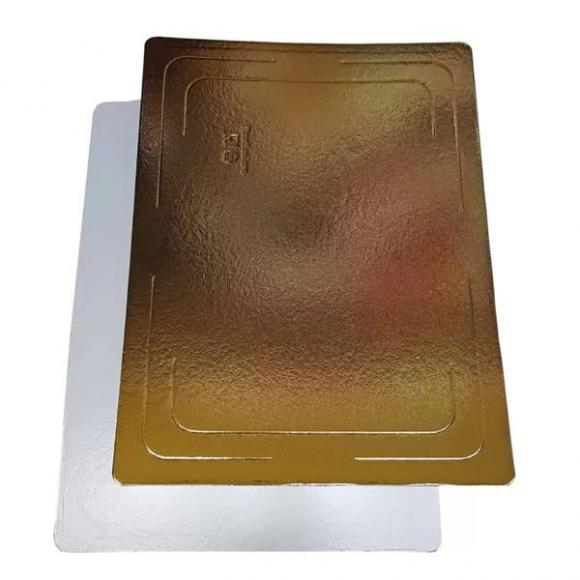 Подложка для торта прямоугольная 30*40см, суперпрочная, золото/жемчуг, толщина 3,2 мм