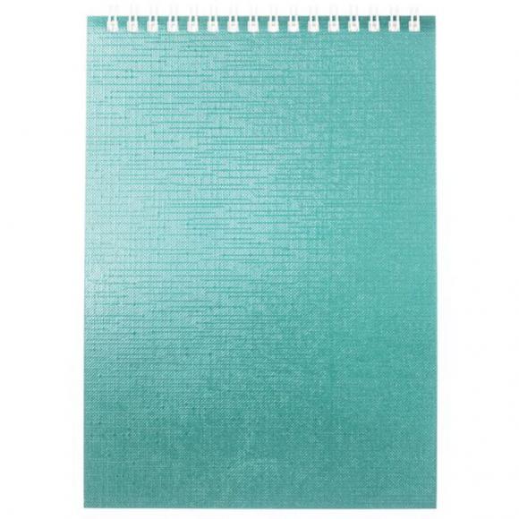 Блокнот А5 80л гребень "METALLIC Мята" клетка, бумвинил Hatber