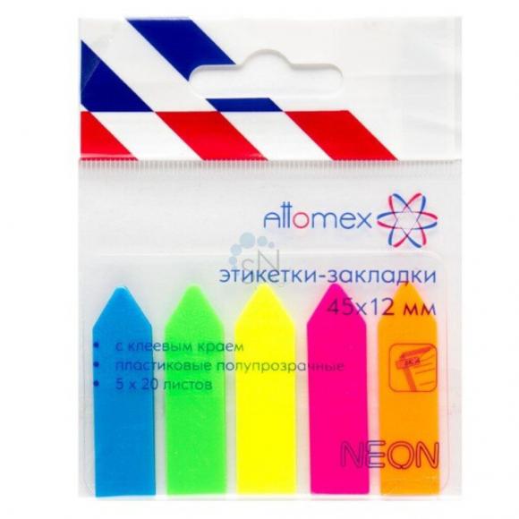 Закладки клейкие стрелки НЕОН (45*12мм) 5 цветов, по 20 листов