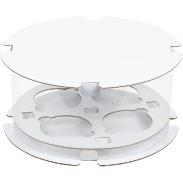 Коробка тубус для 4 капкейков, 200мм ширина, 100мм высота, белая, ForGenika