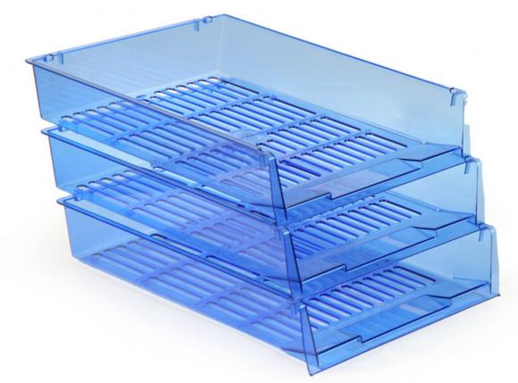 Лоток для бумаг горизонтальный, Престиж прозрачно-синий
