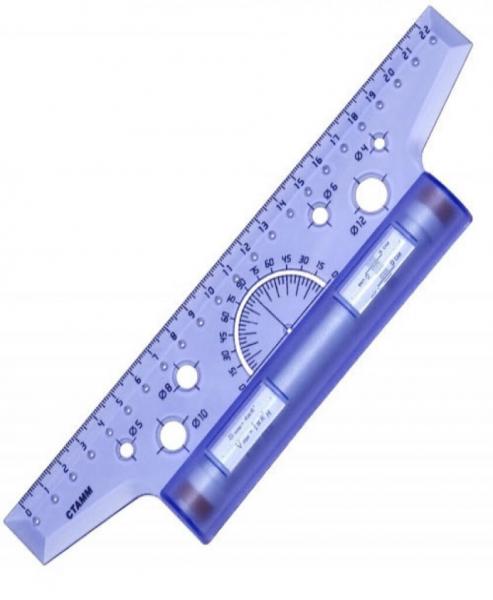 СТАММ Линейка - Рейсшина механическая 22см , металлический ролик