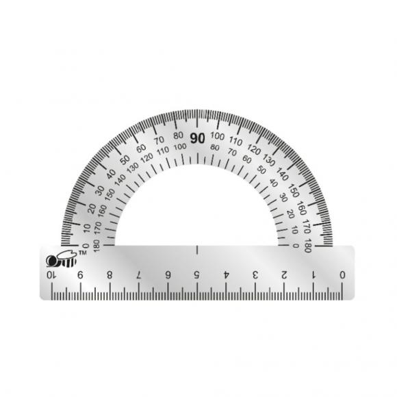 Транспортир 180градусов, линейка 10см, металлический, Пчелка, 1шт