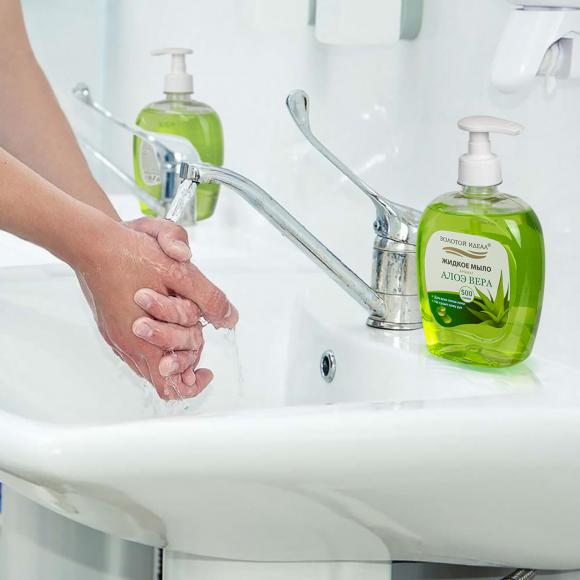 Мыло жидкое 500г ЗОЛОТОЙ ИДЕАЛ Алоэ-вера, с дозатором