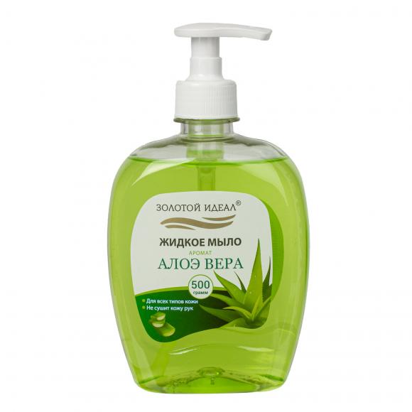 Мыло жидкое 500г ЗОЛОТОЙ ИДЕАЛ Алоэ-вера, с дозатором