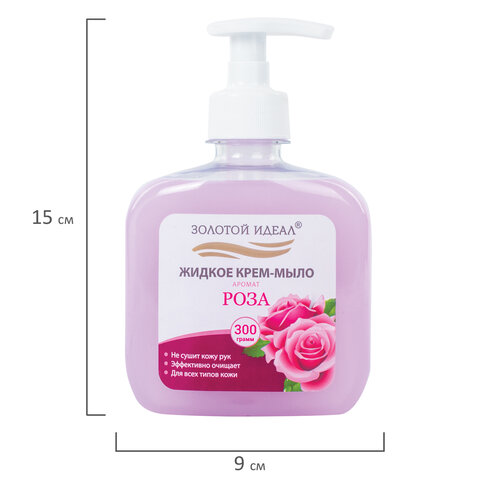 Мыло-крем жидкое 300 г ЗОЛОТОЙ ИДЕАЛ Роза, дозатор