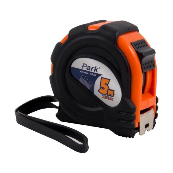 Рулетка с фиксатором Park 5 метров x 25мм (прорезиненый корпус)