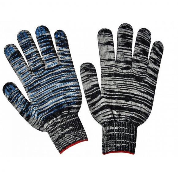 Перчатки рабочие х/б 5 нитей серые (графит) с ПВХ, 10 класс