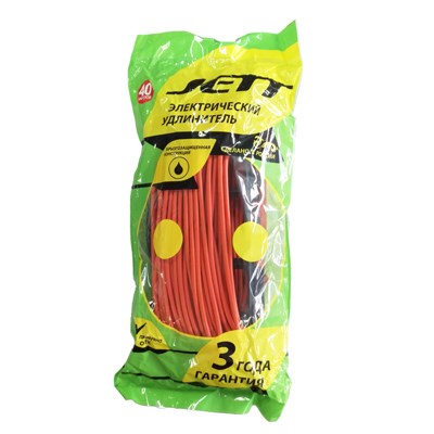 Удлинитель электрический 40 метров, на каркасе, JETT, оранжевый