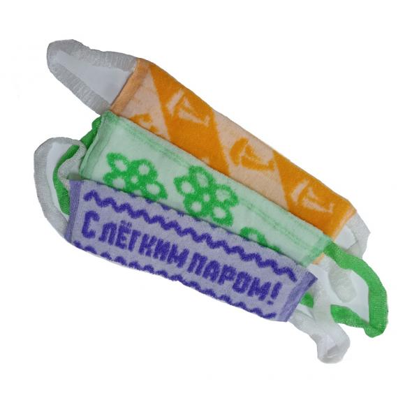 Мочалка вязанная с рисунком длинная