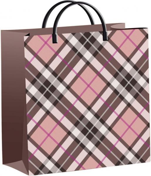 Пакет с ручкой 30*30см, мягкий пластик, Клетка барбери, плотность 140мкм