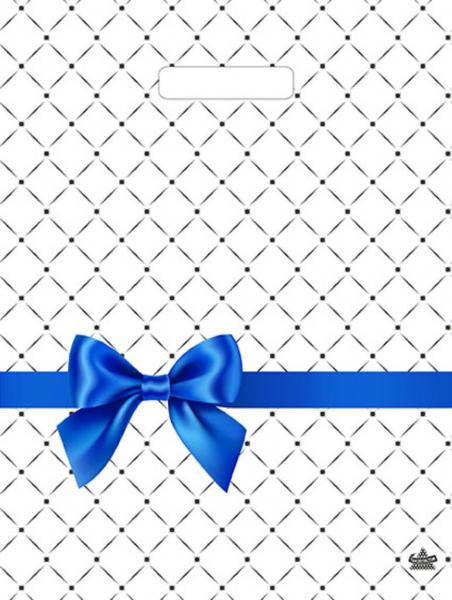 Пакет 40*31см (30мк) с вырубной укрепленной ручкой "Синий бантик" ПВД