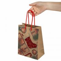 Пакет подарочный новогодний 17,8x9,8x22,9 см ЗОЛОТАЯ СКАЗКА "Christmas Kraft", глиттер, 608235