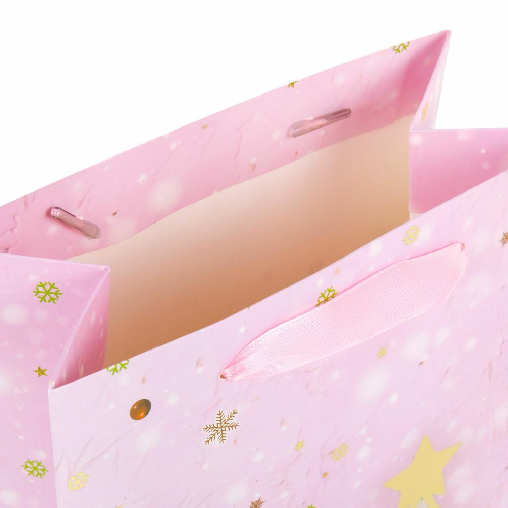 Пакет подарочный новогодний 17,8x9,8x22,9 см ЗОЛОТАЯ СКАЗКА Lilac Story, фольга, розовый, 608233