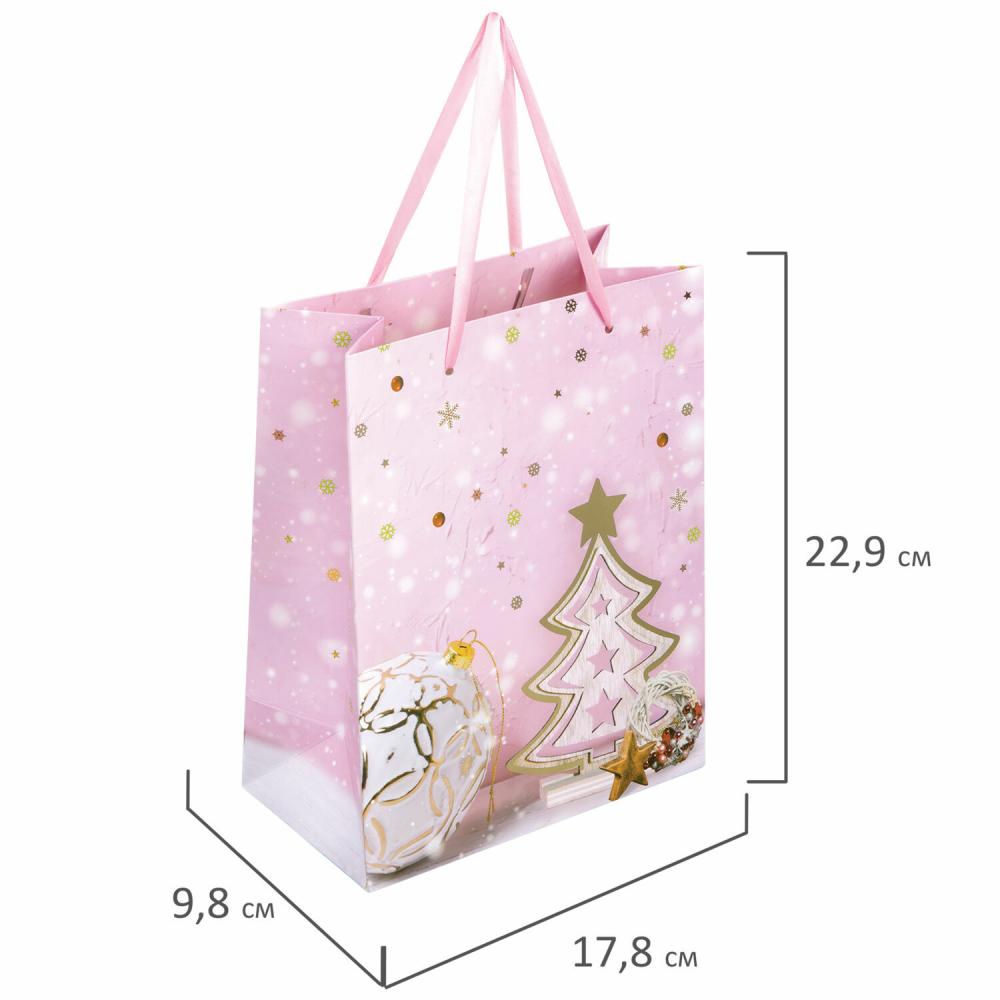 Пакет подарочный новогодний 17,8x9,8x22,9 см ЗОЛОТАЯ СКАЗКА Lilac Story, фольга, розовый, 608233