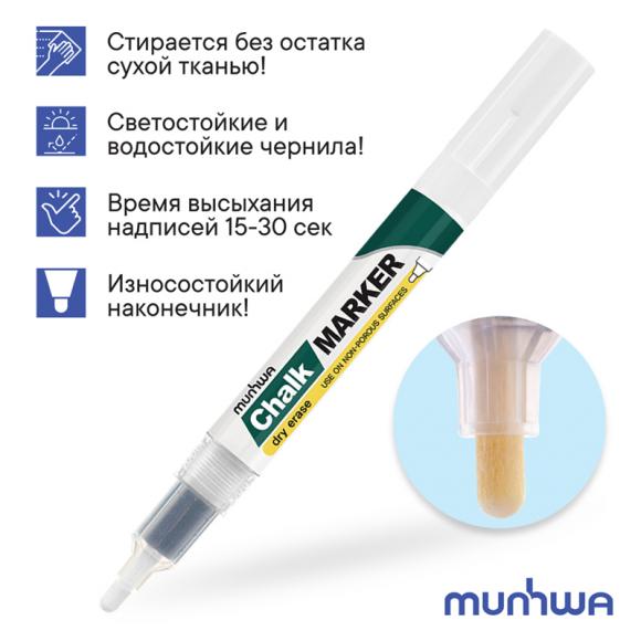 Маркер меловой белый MUNHWA Chalk Marker, 3мм, спиртовая основа