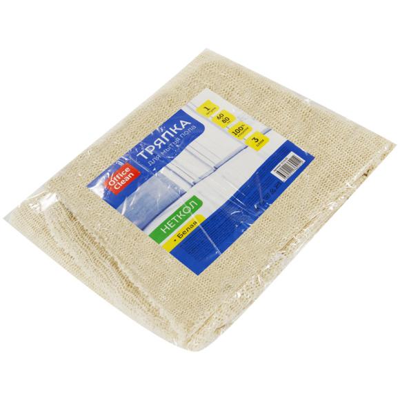 Тряпка для мытья пола OfficeClean, неткол, белая, трехслойная, 120г/м2, 60*80см