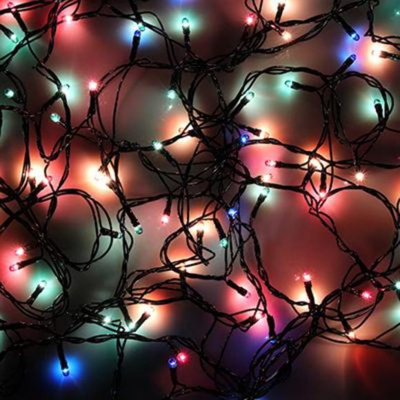 Гирлянда электрическая 5м 50LED светодиодная, зеленый провод, 220В, мультицвет