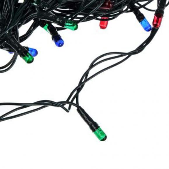 Гирлянда электрическая 5м 50LED светодиодная, зеленый провод, 220В, мультицвет