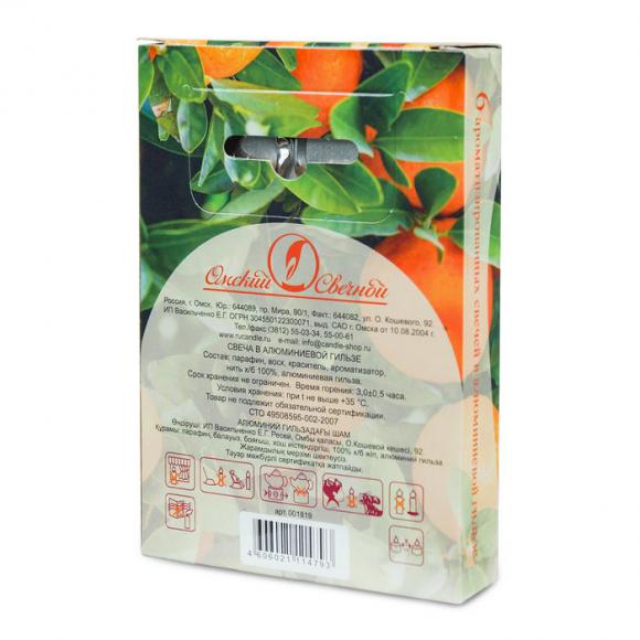 Свеча чайная ароматизированная 12гр "Мандарин", 6шт/уп