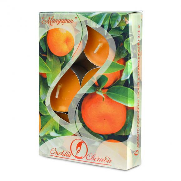 Свеча чайная ароматизированная 12гр "Мандарин", 6шт/уп