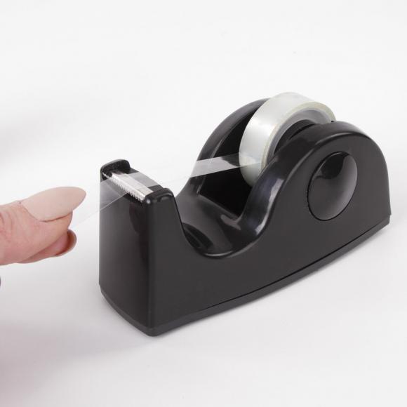 Диспенсер для клейкой ленты BRAUBERG настольный, утяжеленный, средний, черный, 11,8х5х5 см