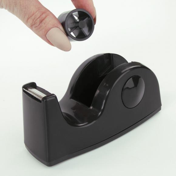 Диспенсер для клейкой ленты BRAUBERG настольный, утяжеленный, средний, черный, 11,8х5х5 см