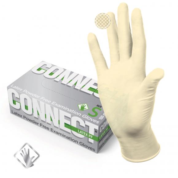 Перчатки смотровые латексные CONNECT, 50 пар (100 штук), размер S (малые)