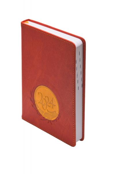 Ежедневник датированный 2024г А6+ 176л., кожзам, твердый переплет, "Гонконг. Оранж"