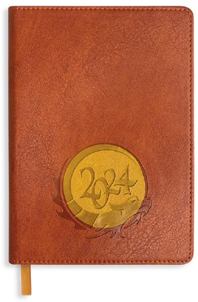 Ежедневник датированный 2024г А6+ 176л., кожзам, твердый переплет, "Гонконг. Оранж"