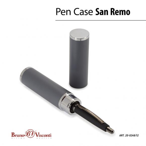 Ручка Bruno Visconti San remo шариковая, 1,0 мм, в сером футляре-тубусе, синие чернила, черная