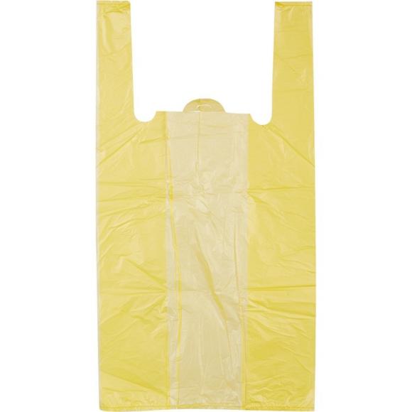 Пакеты майка с ручками 25*43см плотные 80шт/уп., плотность 13мкм, желтые