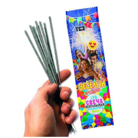 Бенгальские огни 6шт 170мм, "Веселый праздник" 30сек.