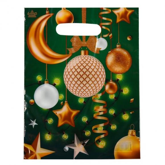 Пакет 30*23см (30мк) с вырубной ручкой "Мерцание золота" ПВД