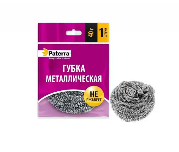 Губка металлическая спираль, 40гр., Paterra, 1шт