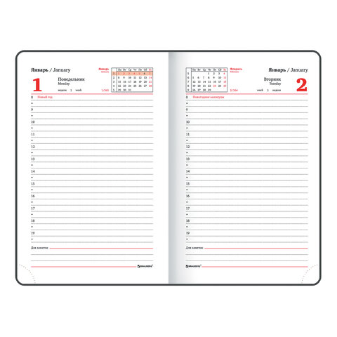 Ежедневник датированный 2024 МАЛЫЙ ФОРМАТ 100х150 мм А6, BRAUBERG "Rainbow", под кожу, красный
