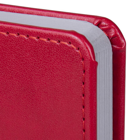 Ежедневник датированный 2024 МАЛЫЙ ФОРМАТ 100х150 мм А6, BRAUBERG "Rainbow", под кожу, красный