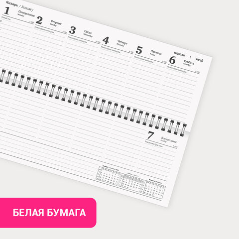 Планинг датированный 2024 285х112 мм, STAFF, гребень, картонная обложка, 64 л., "Символика"