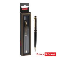 Подарочная ручка шариковая Luxor "Futura" синяя, 0,7мм, корпус черный/золото, поворотный механизм, футляр