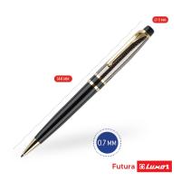 Подарочная ручка шариковая Luxor "Futura" синяя, 0,7мм, корпус черный/золото, поворотный механизм, футляр